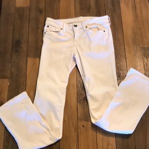 Level 99 slim boot cut off white jeans